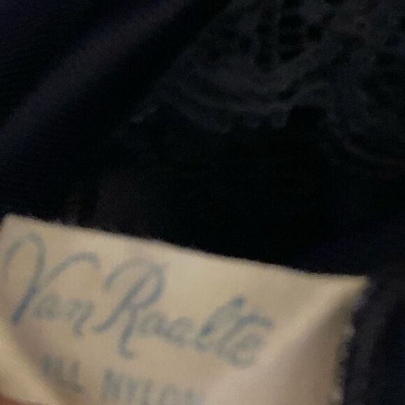 Vintage Navy Blue & White Lace Slip Dress Lingerie 38B Elegant Retro Style - Picture 7 of 8